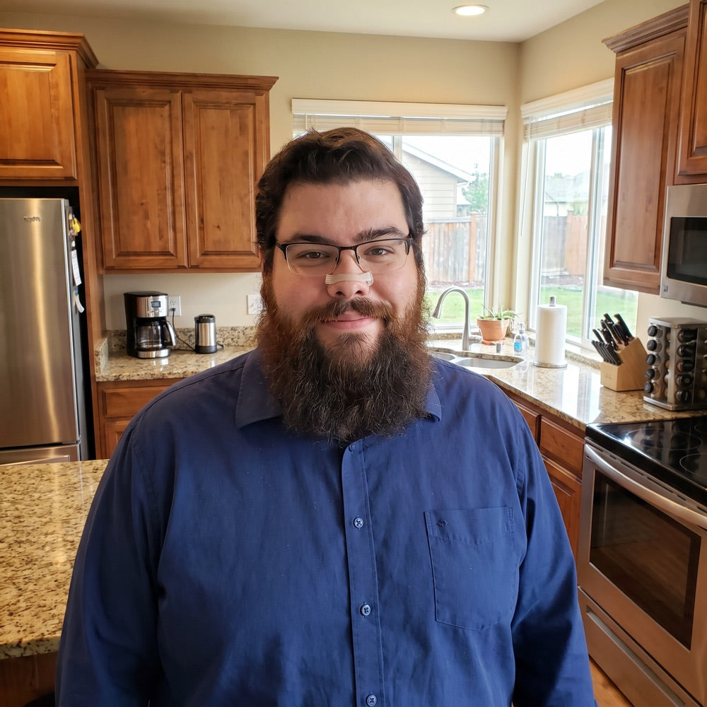 Pat in his kitchen